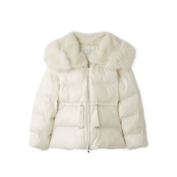 Courreges クレージュ　フォックスファー襟付き　ショートコート　チェック ファー襟付きキルティングショートコート | セルフォード(CELFORD