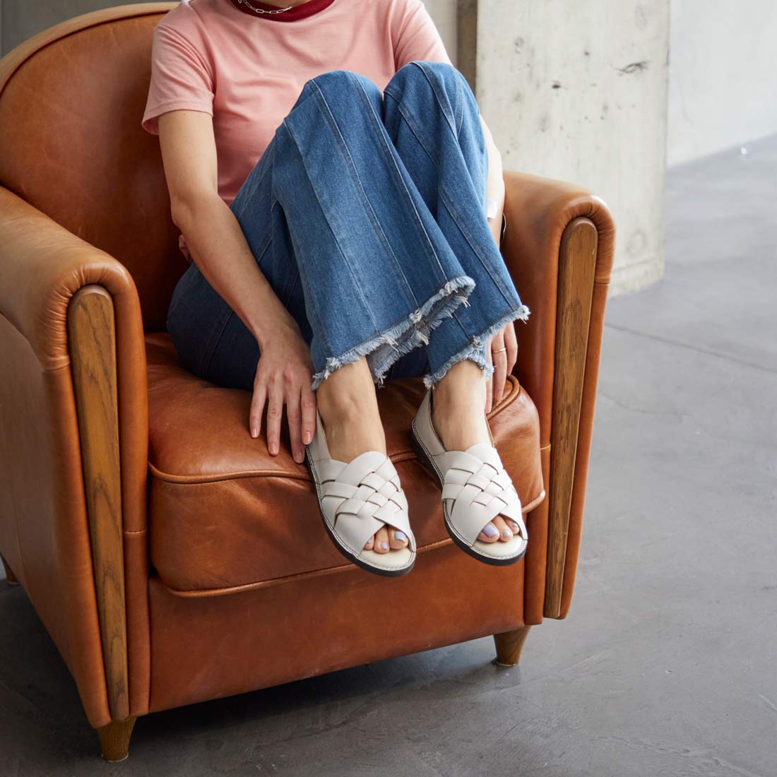 イング（シューズ）/【サスティナブルシリーズ】編み込みデザインオープントゥシューズ サスティナブルシリーズ】編み込みデザインオープントゥシューズ