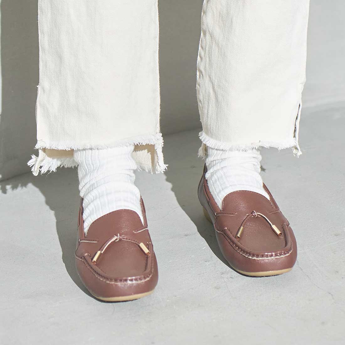 リボンモチーフモカシューズ