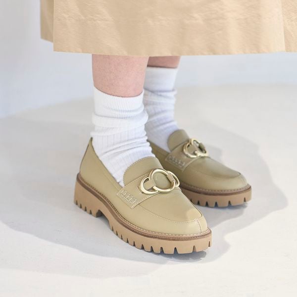 ほぼ新品　あしながおじさん　厚底バックステッチローファー　ライトブルー 24春夏新作]厚底バックステッチローファー | あしながおじさん