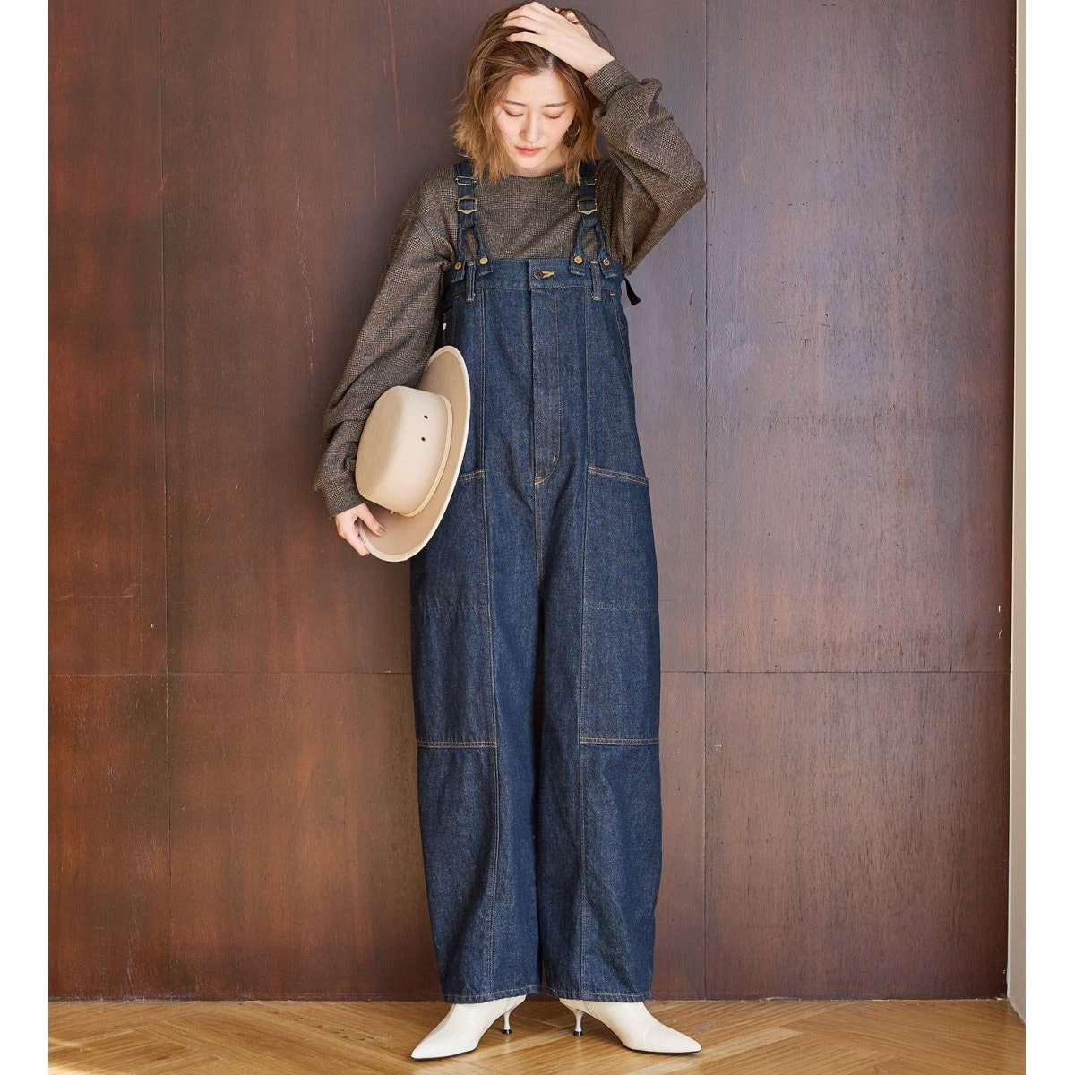 atelier SOMETHING マルチウェイデニムベアサロペット atelier SOMETHING W KNEE SALOPETTE/マルチウェイデニムベア