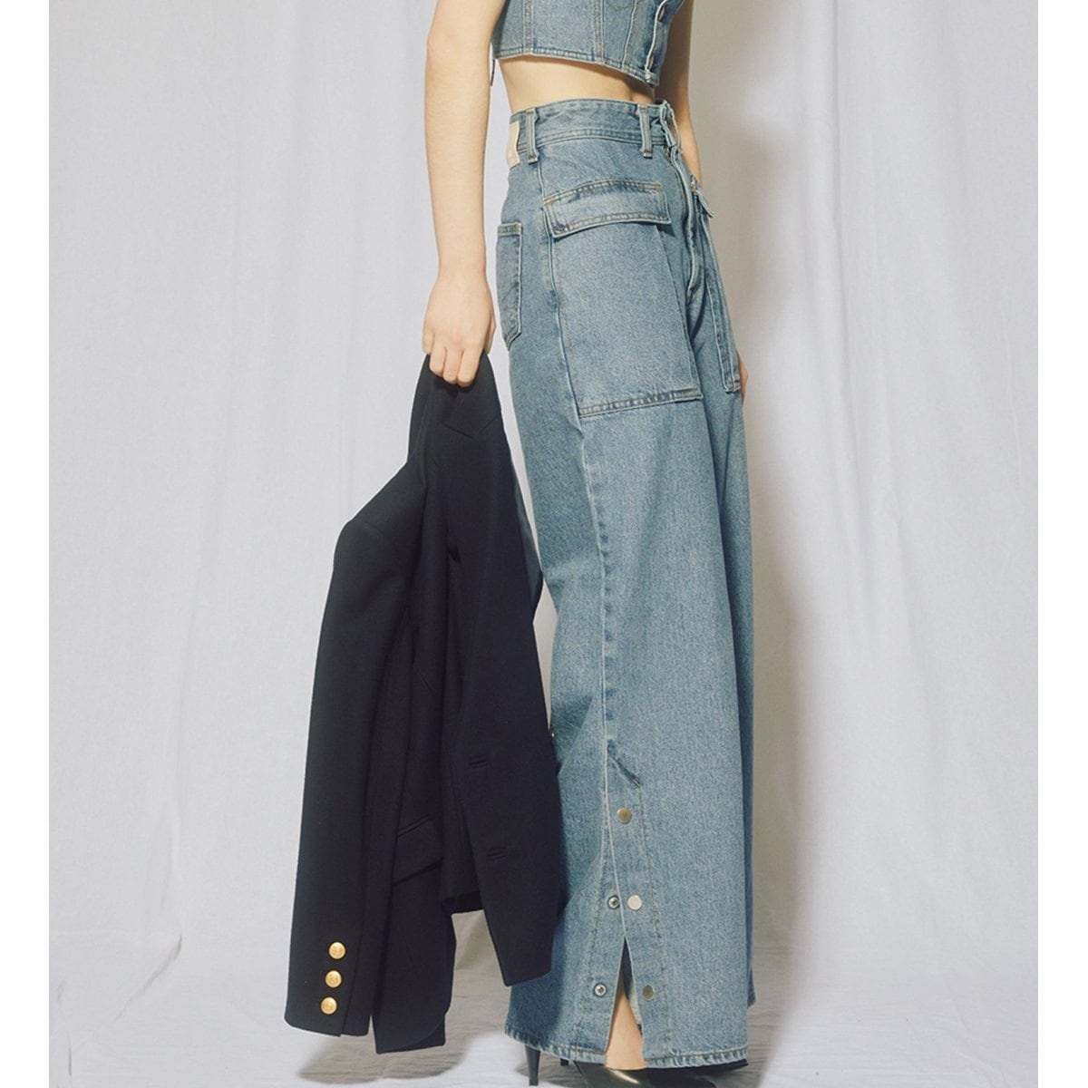 atelier SOMETHING／ビッグポケットスリットワイドパンツ裾上げ有