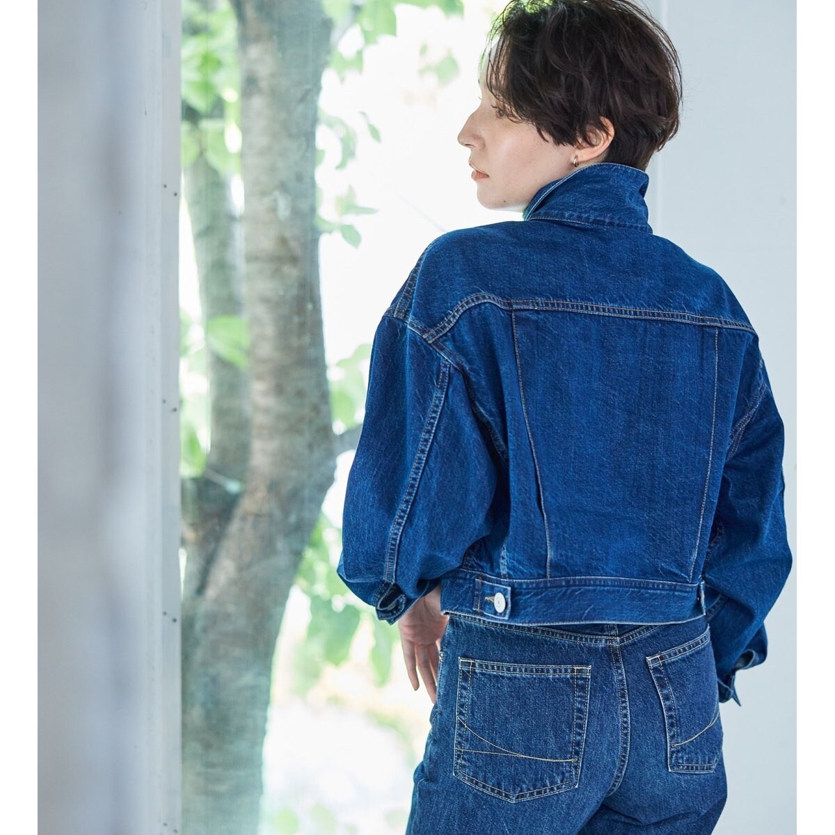 【至高イタリア製】 CRISTINA デニムジャケット 抜群のシルエット 美品 SOMETHING ビッグディテールデニムジャケット | サムシング(SOMETHING