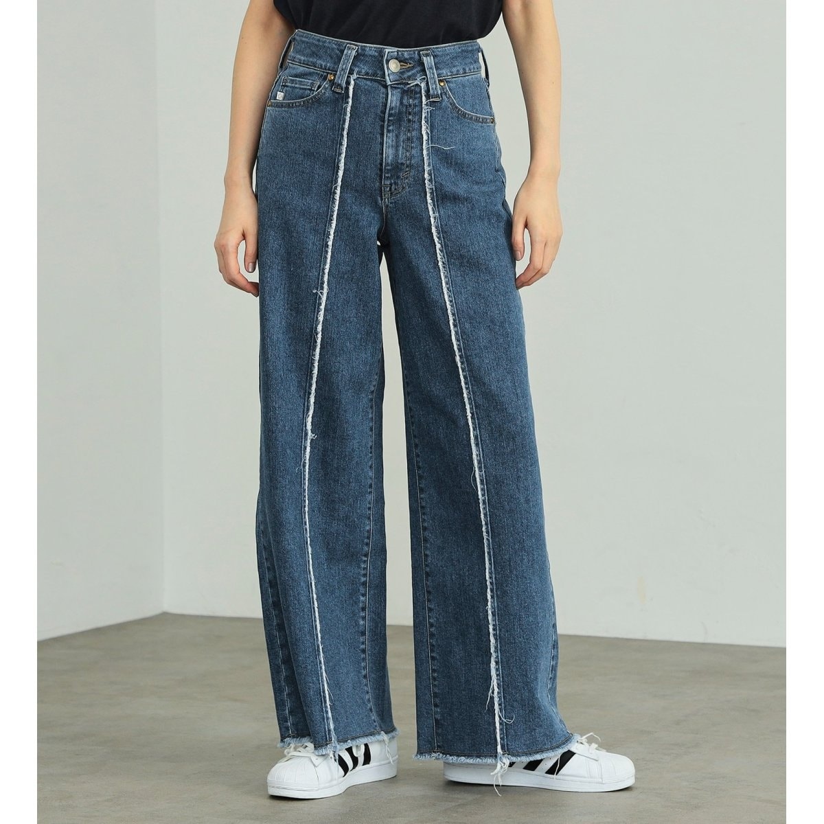 something 『LISA』ワイドパンツM 新品 タグ付き LISA」ワイドパンツ【自宅で試着、返品送料無料】(XS ブラック