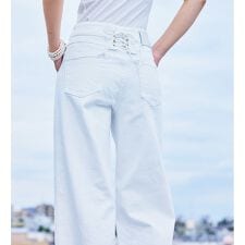 SOMETHING LISAレースアップワイドデニムパンツ