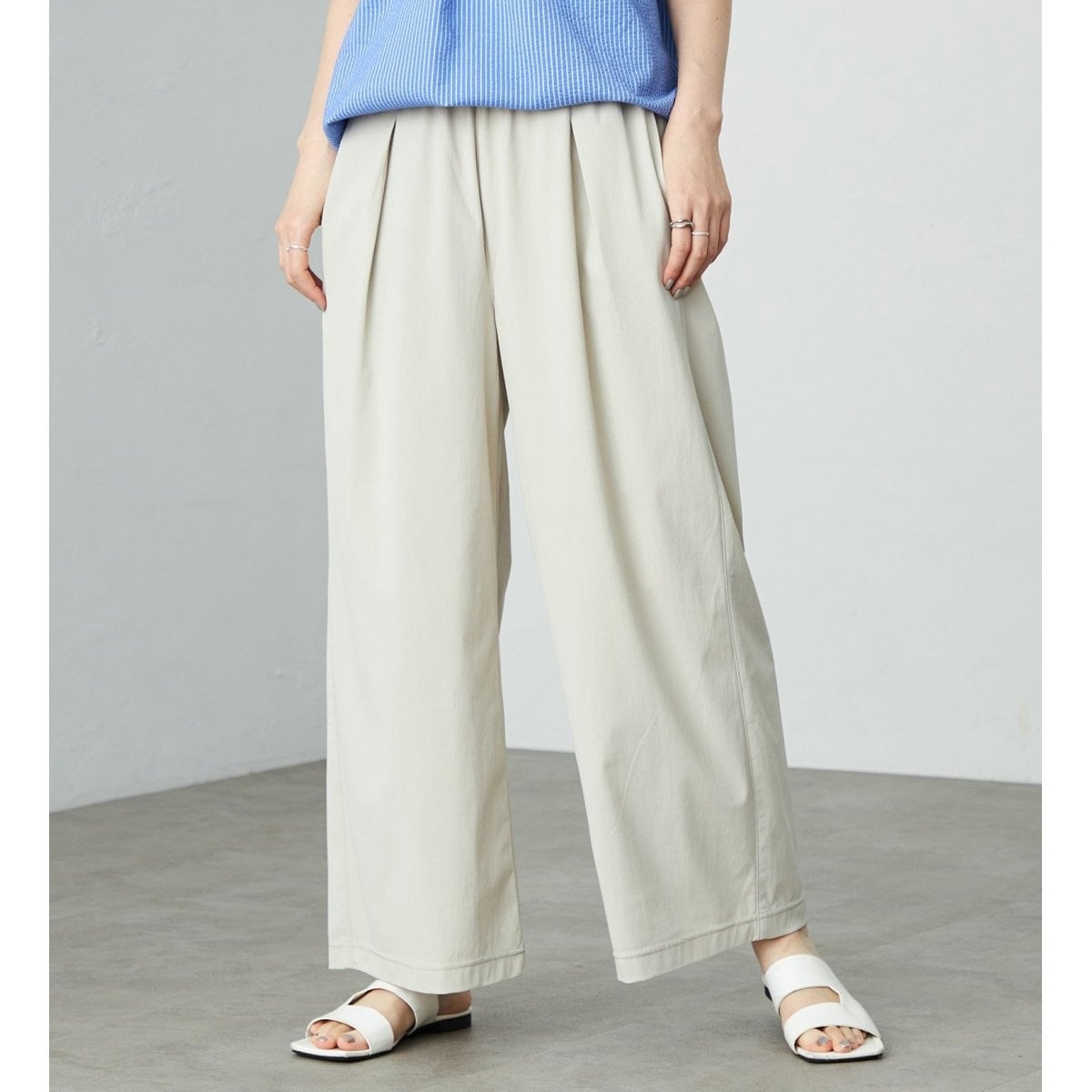 SOMETHING ウエストゴムSLテーパードパンツ【UVカット・冷感・防シワ