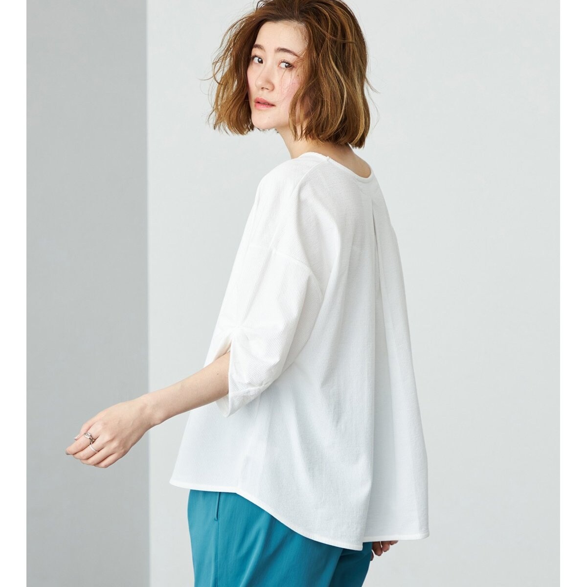 新品 タックスリーブカットトップス 白 index｜《10色展開/XS-LLサイズ》コットンスムースタック