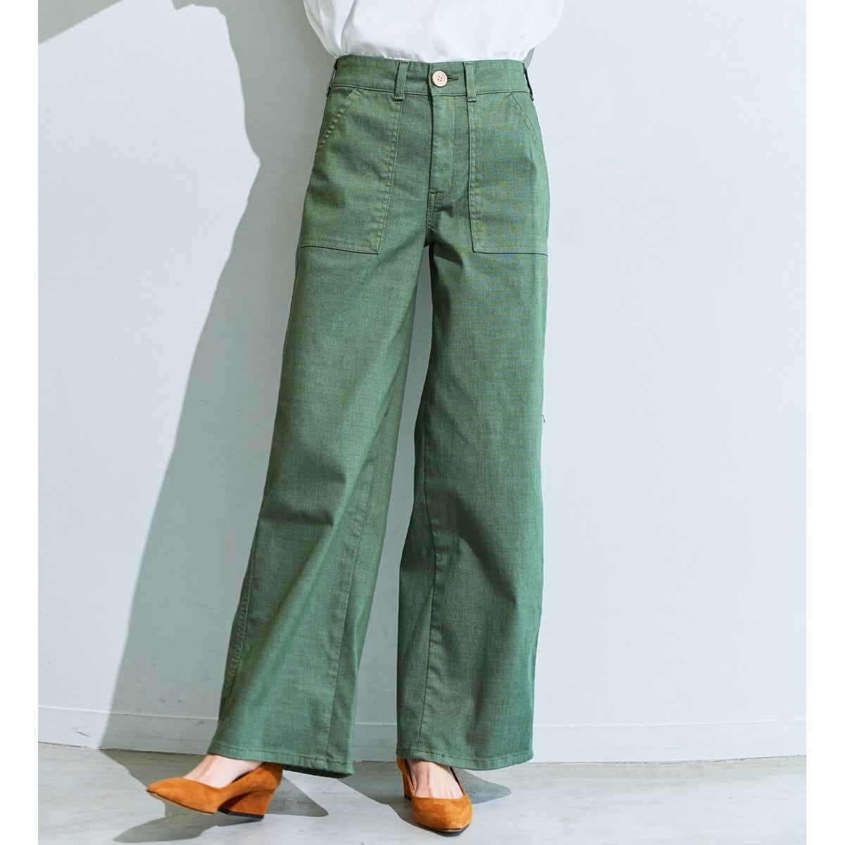 ★SOMETHING★クールワイドデニム　サイズ29カーキ 美品】SOMETHING ベイカーワイドデニムパンツクール 29 ライト