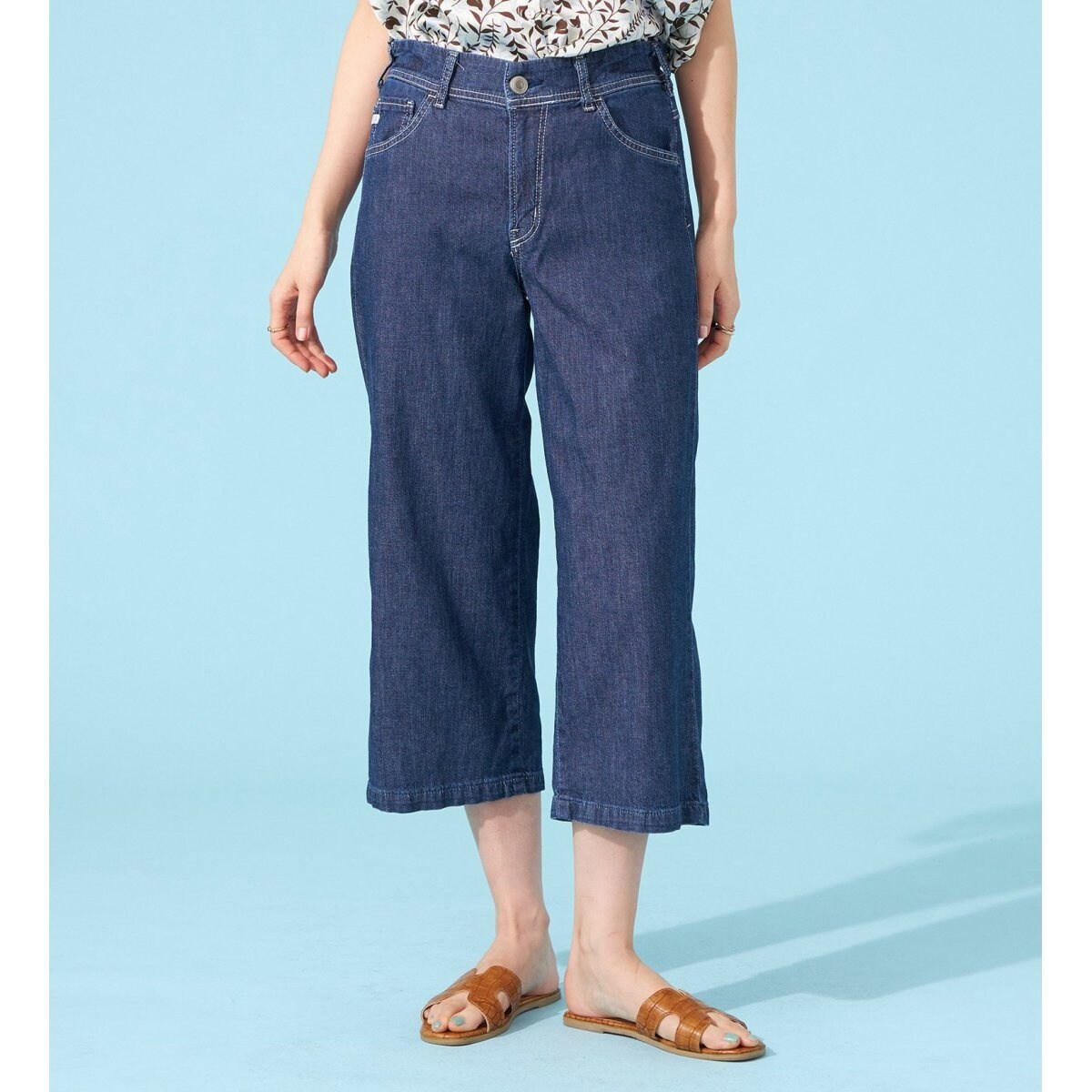 新品タグ付き♡SNIDEL♡人気完売♡クロップドデニムパンツ 夏のニットデニムクロップドパンツ(スマートニットジーンズ