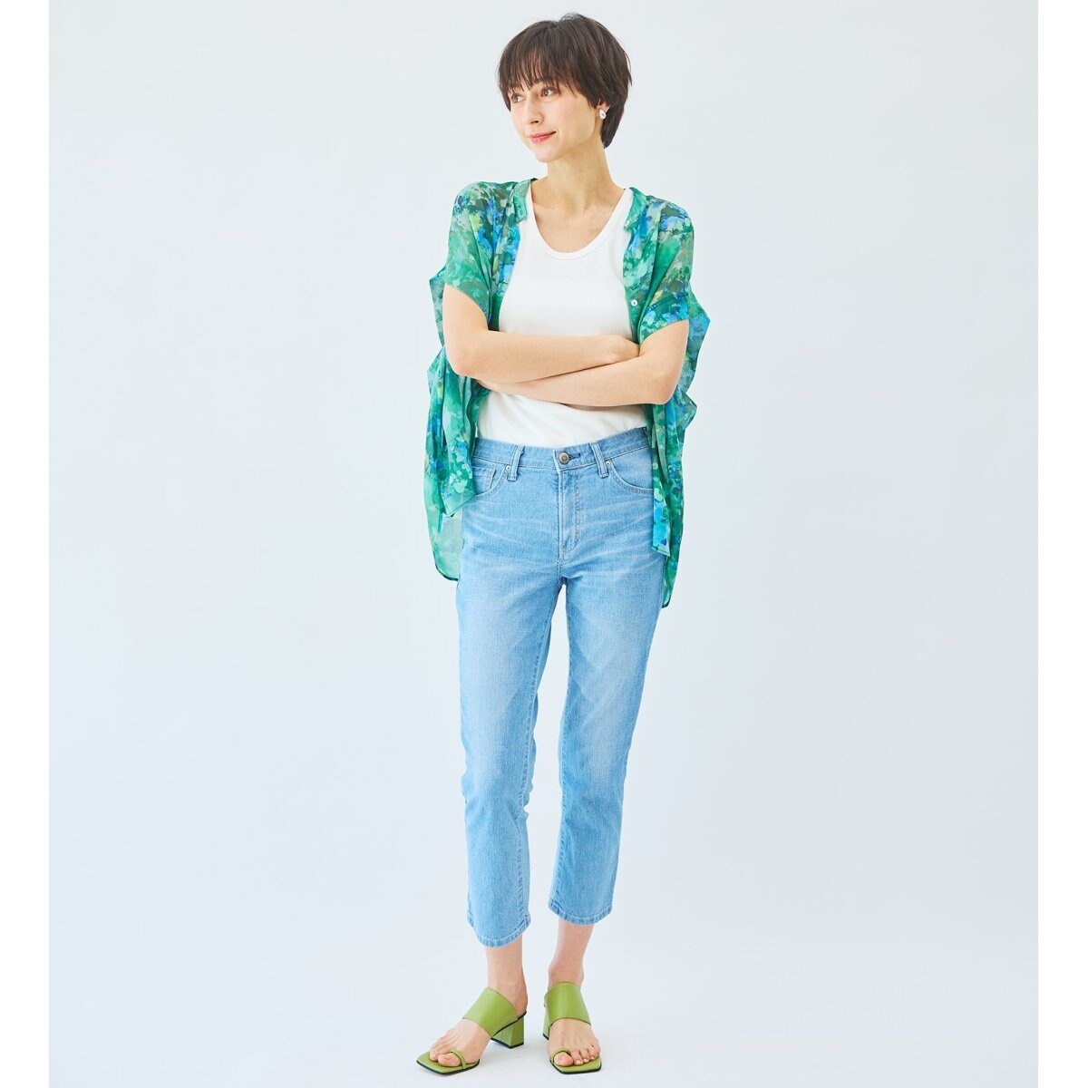 百貨店・直営店限定】SOMETHING ノースリーブ総柄ブラウス
