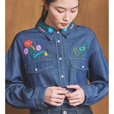 SOMETHING　刺繍ビッグデニムシャツ