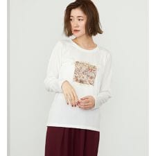 SOMETHING 箔プリント長袖Tシャツ/ロンT