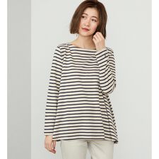 SOMETHING ボーダーフレア長袖カットソー