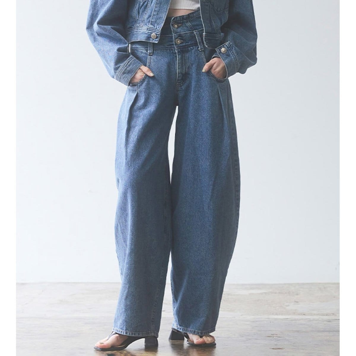 [�}���C]atelier SOMETHING DOUBLE BELT WIDE PANTS/�_�u���x���g���C�h/�T���V���O�iSOMETHING�j �W�F�u���[