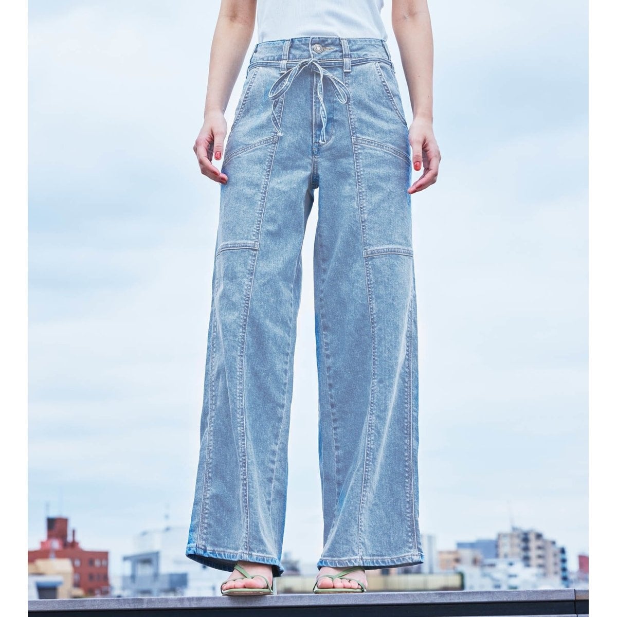 SOMETHING LISA BELTED WIDE/ワイドデニムパンツ