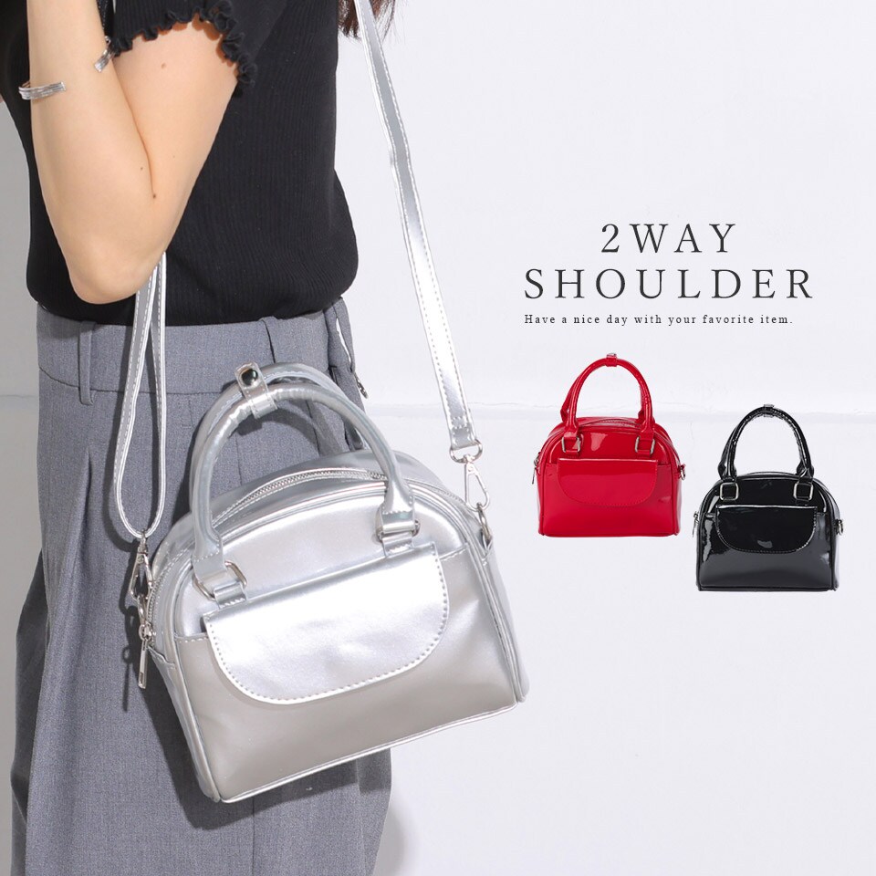 2WAY ミニボストン ボストン ショルダーバッグ エナメル [トビー