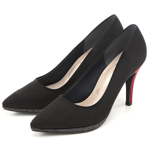 ラウンドトゥフラワーカットバックリボンパンプス | メタルルージュ