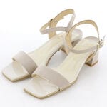 春夏】スクエアトゥゴールドピースストラップサンダル | メタル  