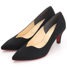 ポインテッドトゥVカットレッドソールパンプス