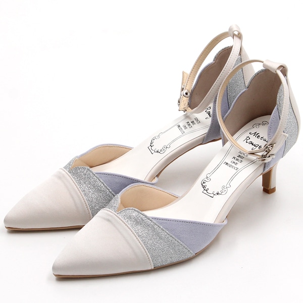 ポインテッドトゥセパレート素材コンビパンプス | メタルルージュ