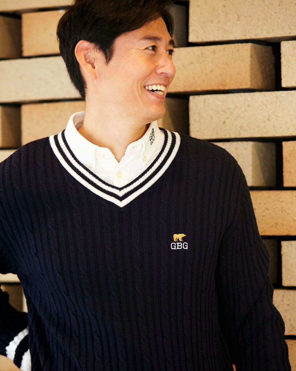 LOGO Vネックニット 【GBGOLF】 | ゴールデンベア(GOLDENBEAR
