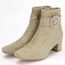 【AW2B】２WAYビジューバックルスクエァトゥストレッチショートブーツ