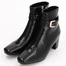 【25秋冬新作】スクエアトゥゴールドバックルショートブーツ