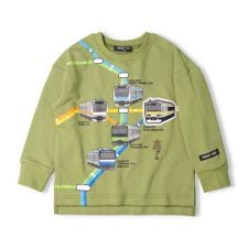 JR在来線電車路線図プリント裏毛トレーナー