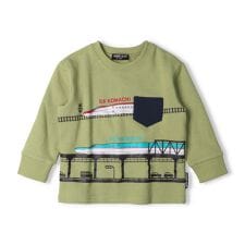 新幹線電車風景プリント裏毛トレーナー