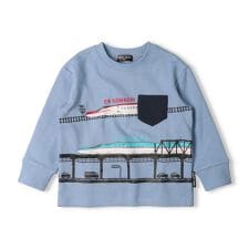 新幹線電車風景プリント裏毛トレーナー