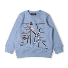 名鉄電車路線図プリント裏毛トレーナー