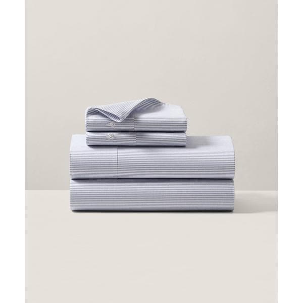 Ralph Lauren フィットシーツ 100%コットン オーガニック コットン オックスフォード ストライプ ボックスシーツ