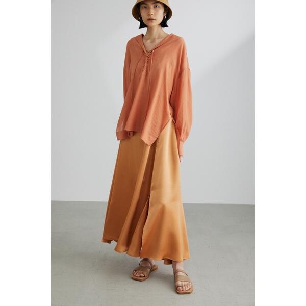 STYLEMIXER バックスリットサテンスカート KHA -靴