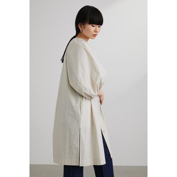 ノーカラーギャザースリーブロングシャツ | スタイルミキサー