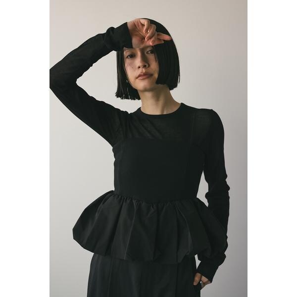 スタイルミキサー 2ピースペプラムビスチェニット ホワイト 2ピースペプラムビスチェニット | スタイルミキサー(STYLEMIXER