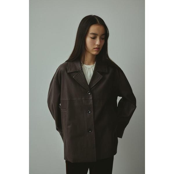 STYLEMIXER ステンカラーフェイクレザージャケット フェイクレザー