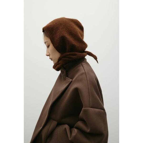 Paloma wool ブラウン モヘアフード付きスカーフ アンゴラミックスフーディースカーフ | スタイルミキサー(STYLEMIXER