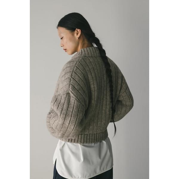 STYLEMIXER フラッフィージップニットカーデ パッファーニットジップ