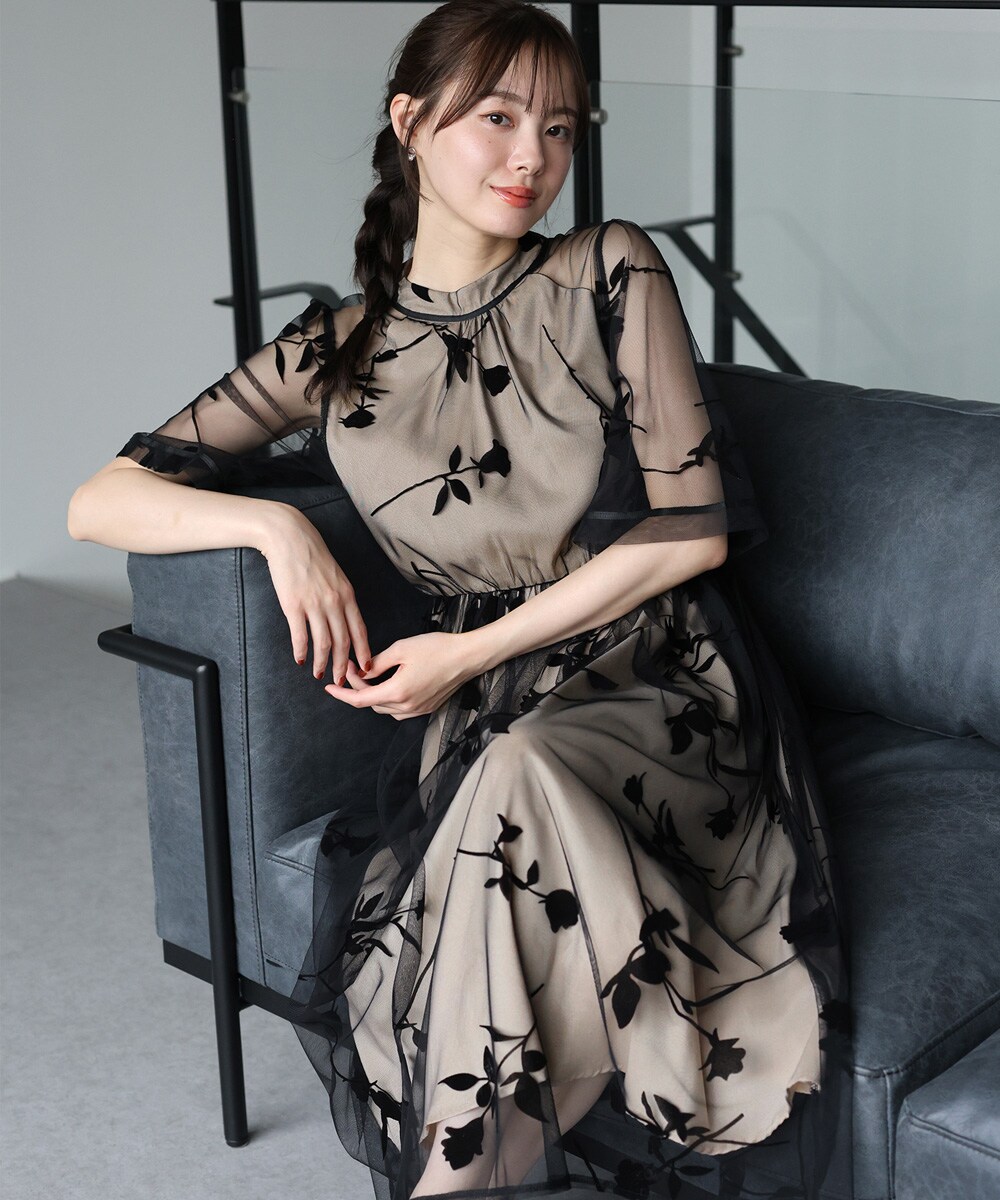 バックリボンレースパーティードレス 結婚式 パーティードレス 成人式