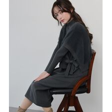 ブルーイースト(BLUEEAST)の【選べる2丈】サイドリボンケープニットベスト＆リブニットワンピース セットアップ