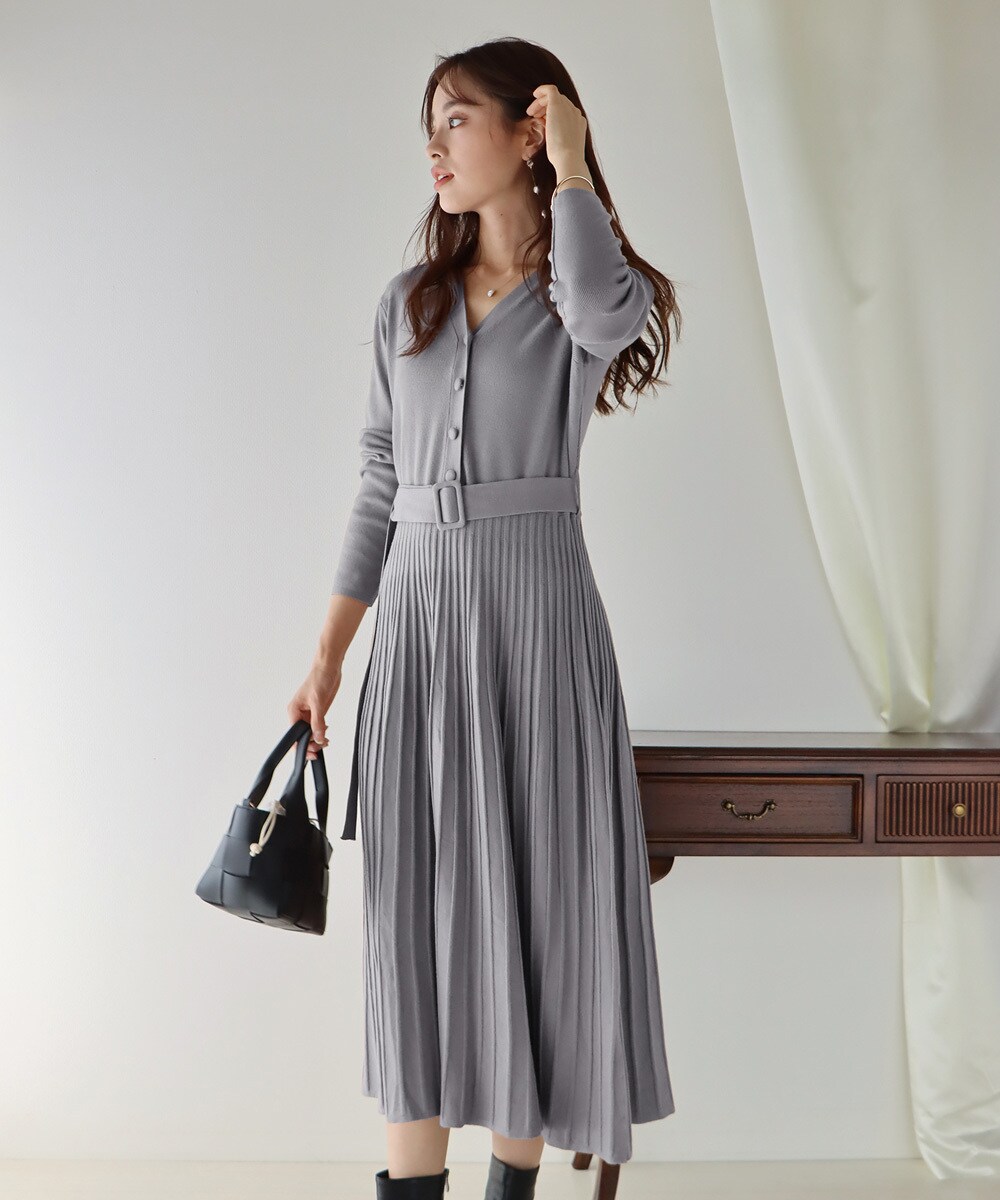 ベルト付きロングニットワンピース | ブルーイースト(BLUEEAST