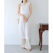 メッシュ編みロングワンピース