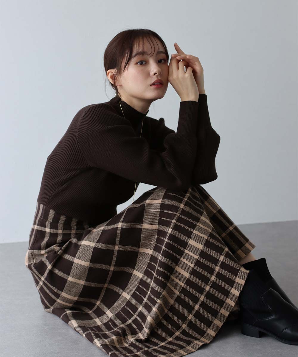 チェックジャガードニットワンピース チェックジャガードニットワンピース | ブルーイースト(BLUEEAST