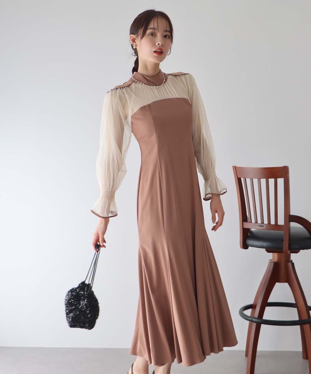 カットアウトチュールマーメイドパーティードレス | ブルーイースト