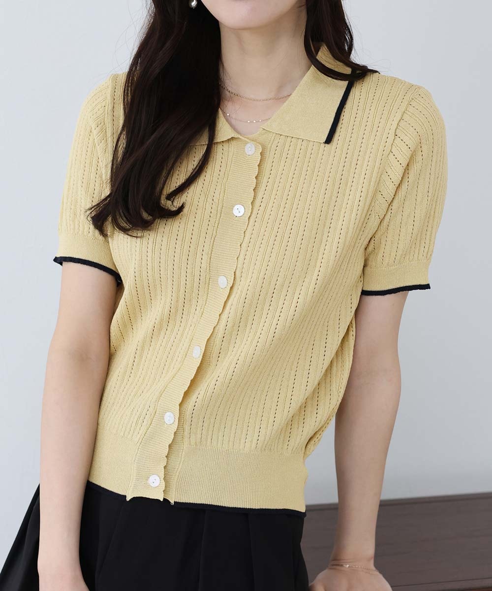 透かし編みニットポロ | ルイルエブティック(RUIRUE BOUTIQUE