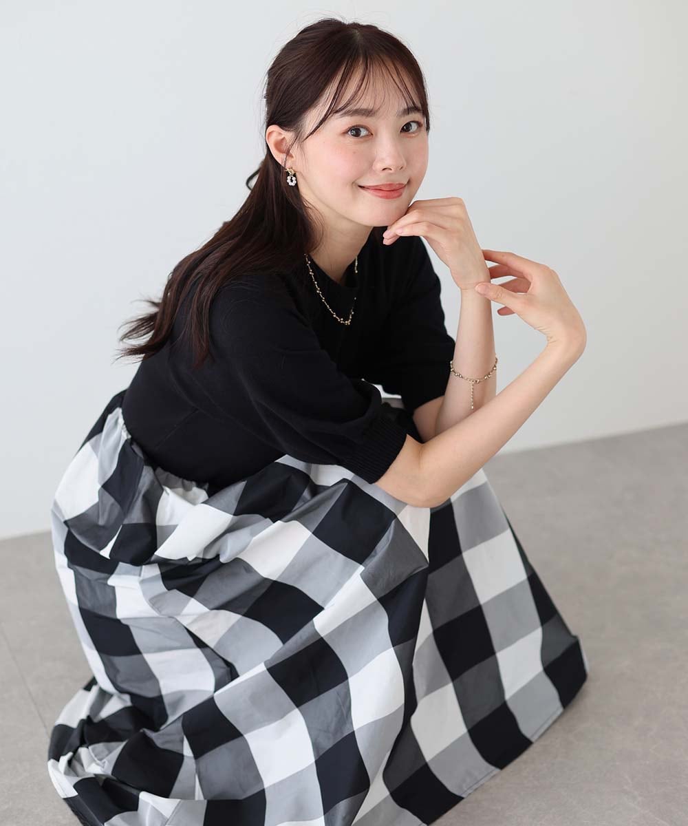 【Ｌ】美品2点Reflectノーブルツイードジャケット、プリーツワンピース any FAM 【プレミアムスーツ2点SET】ライトツイードジャケット