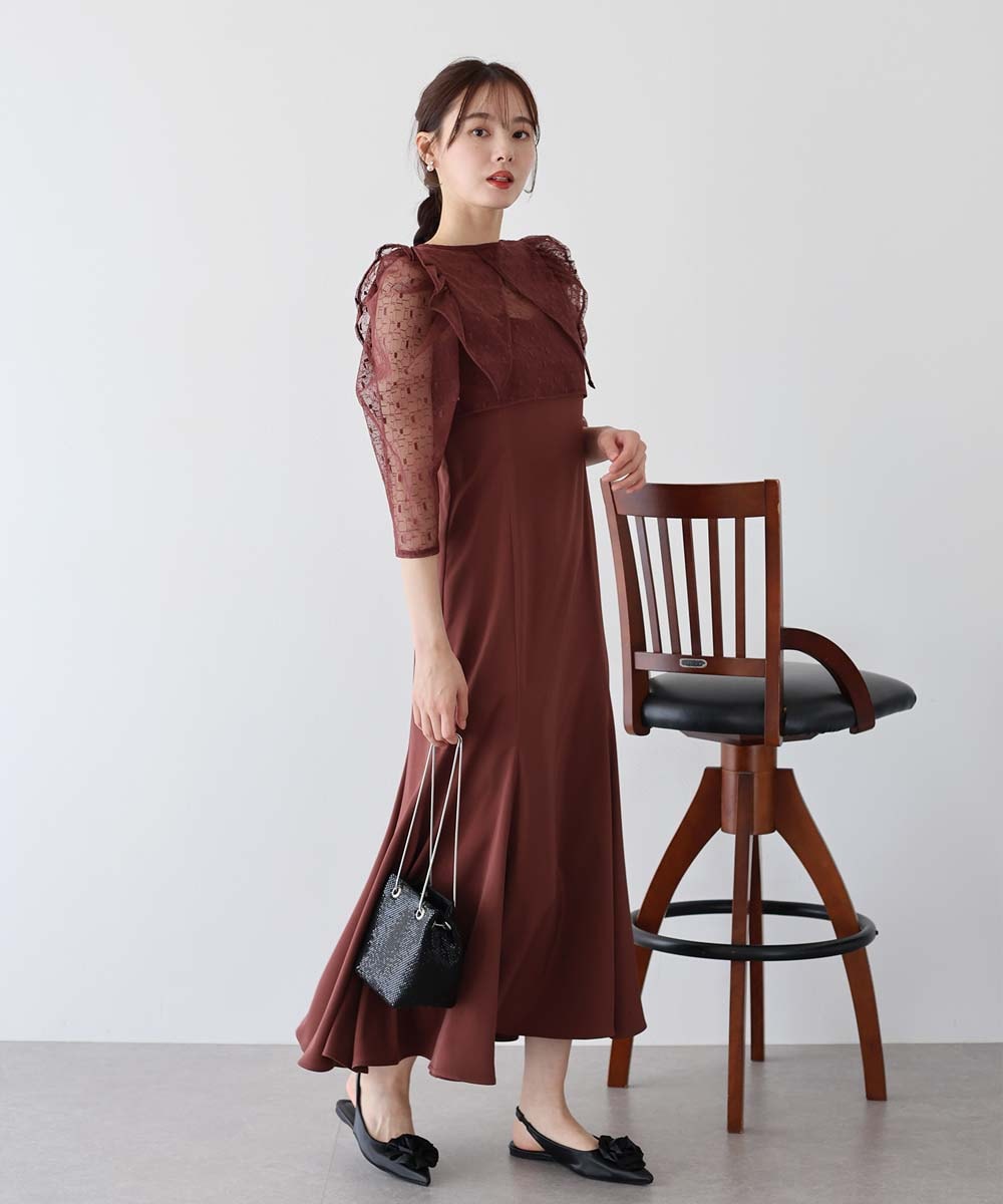 Lily Calin】レーストップス×マーメイド ドレス セット（ドレス