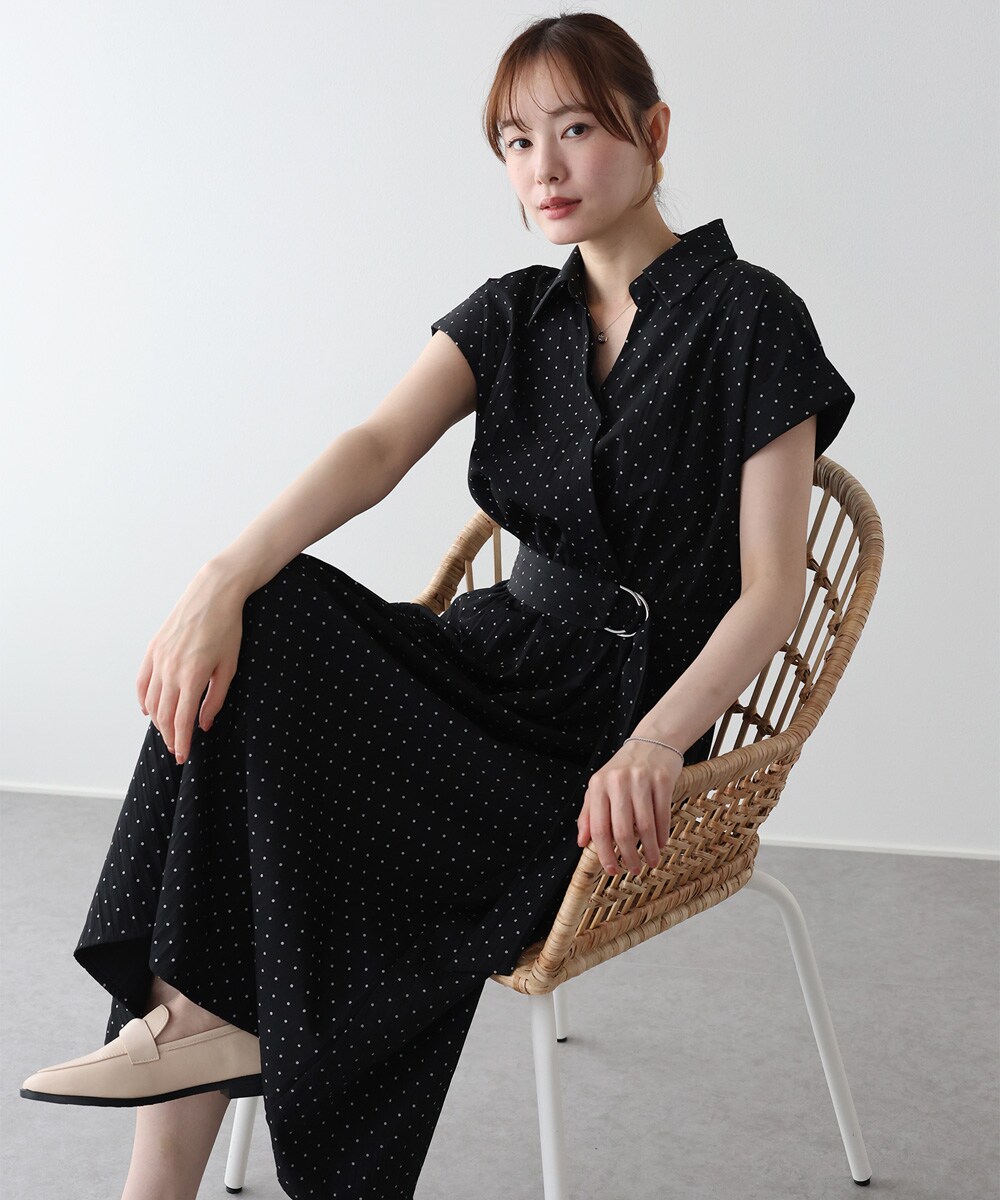 COHINA カシュクールシャツワンピース ブルー カシュクールシャツ