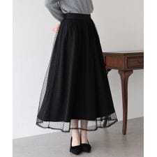 ブルーイースト(BLUEEAST)の丈が選べるフロッキーチェックチュールスカート