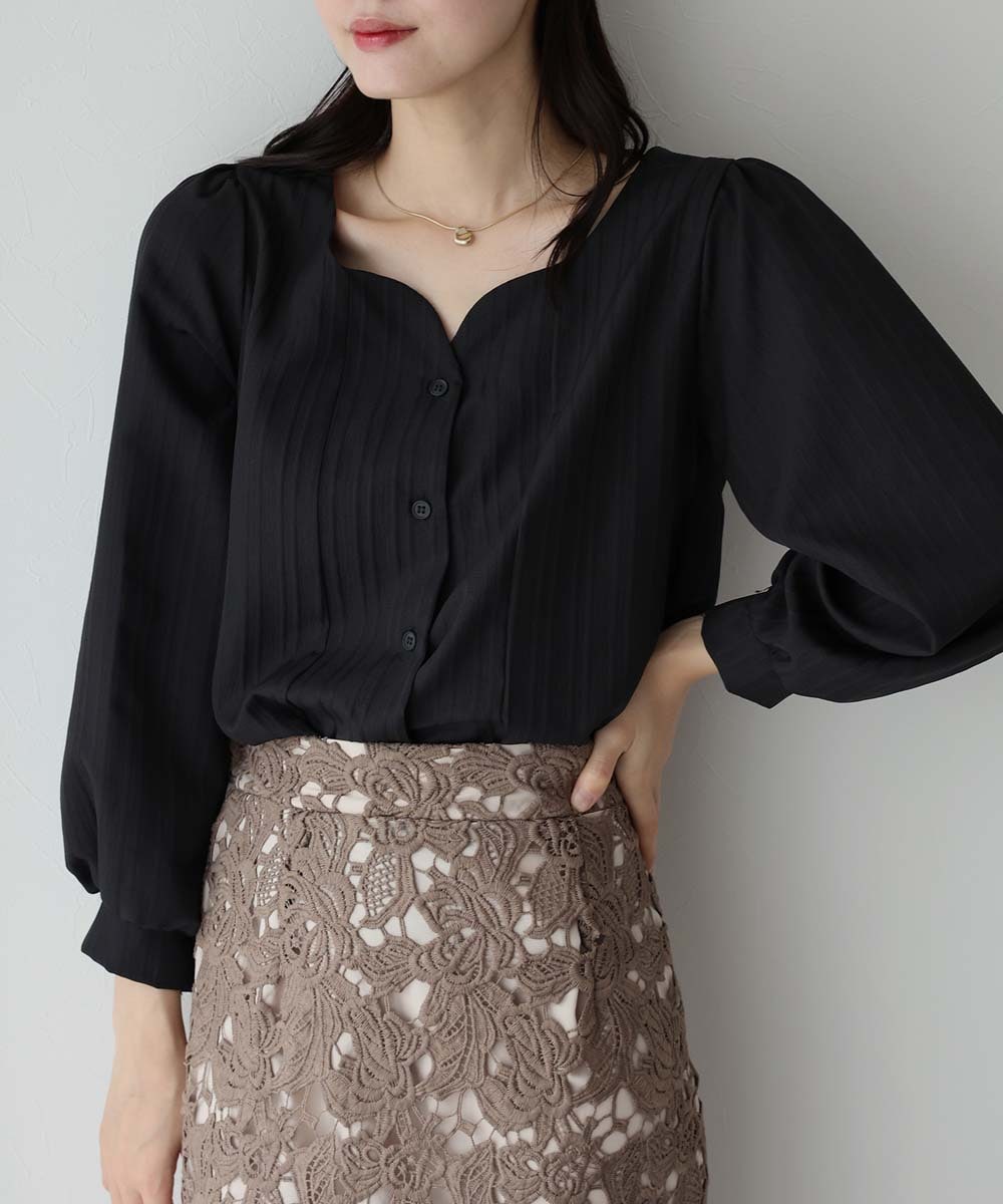 マルチサイズ ブラウス シャツ ハートネックブラウス レディース NATURAL BEAUTY BASIC（ナチュラルビューティーベーシック）の